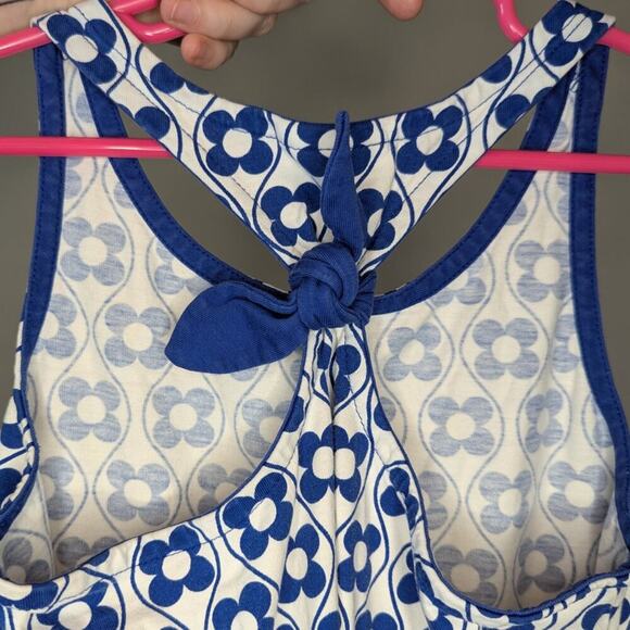 Hanna Andersson Blue & White Geometric Floral Print Racer Back Dress Size 130/8 - Picture 5 of 11